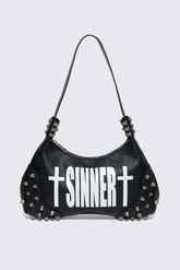 Sinner Graphic Faux Leather Shoulder Bag