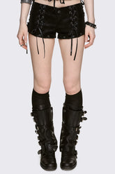 Lust Lace-Up Mini Vegan Suede Shorts