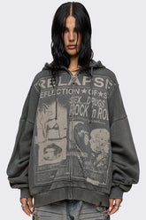 Relapse Washed Patch Graphic Zip Up Hoodie