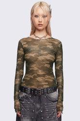 Camo Crush Mesh Top