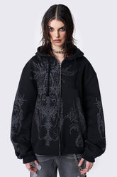 Enigmatic Black Zip Up Hoodie