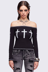 Look at Me Black Off-Shoulder Top