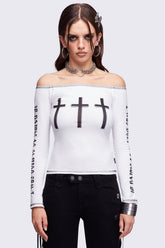 Look at Me White Off-Shoulder Top