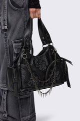 Abyss Black Faux Leather Shoulder Bag