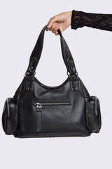 Abyss Black Faux Leather Shoulder Bag