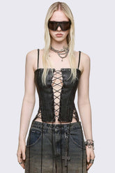 Jessie Faux Leather Corset Top