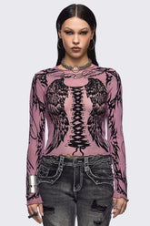 Wing It Pink Mesh Top