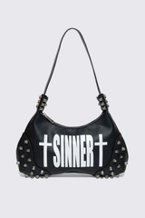 Sinner Graphic Faux Leather Shoulder Bag