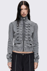 Siege Washed Military Sweat Zip Up Jacket