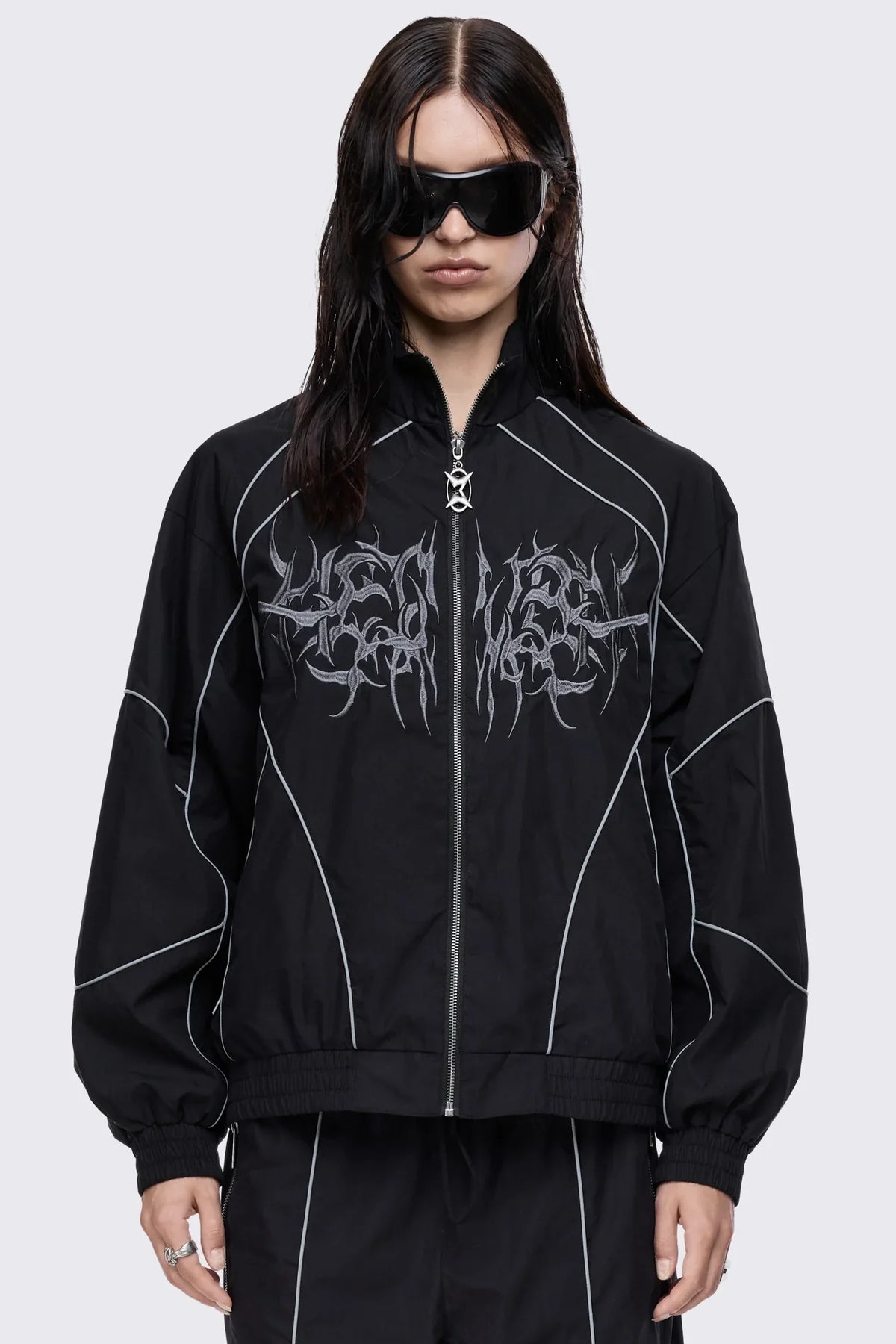 Void Black Sigil Graphic Windbreaker Jacket