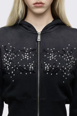 Breathe Black Sigil Studded Patch Zip Up Hoodie