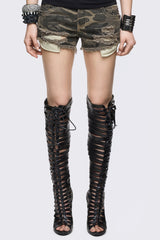 Army Camo Mini Denim Shorts