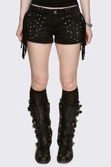 Fringe Mini Denim Shorts