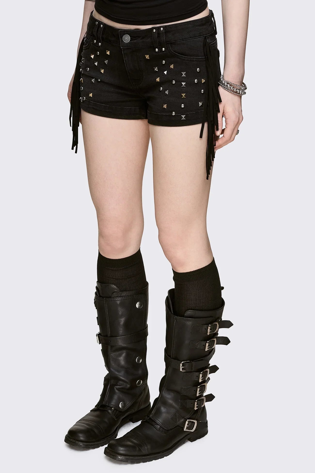 Fringe Mini Denim Shorts