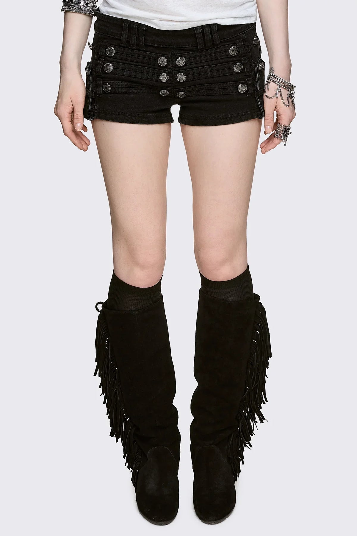 Hilda Military Mini Denim Shorts