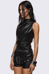 Null Faux Leather Vest Top
