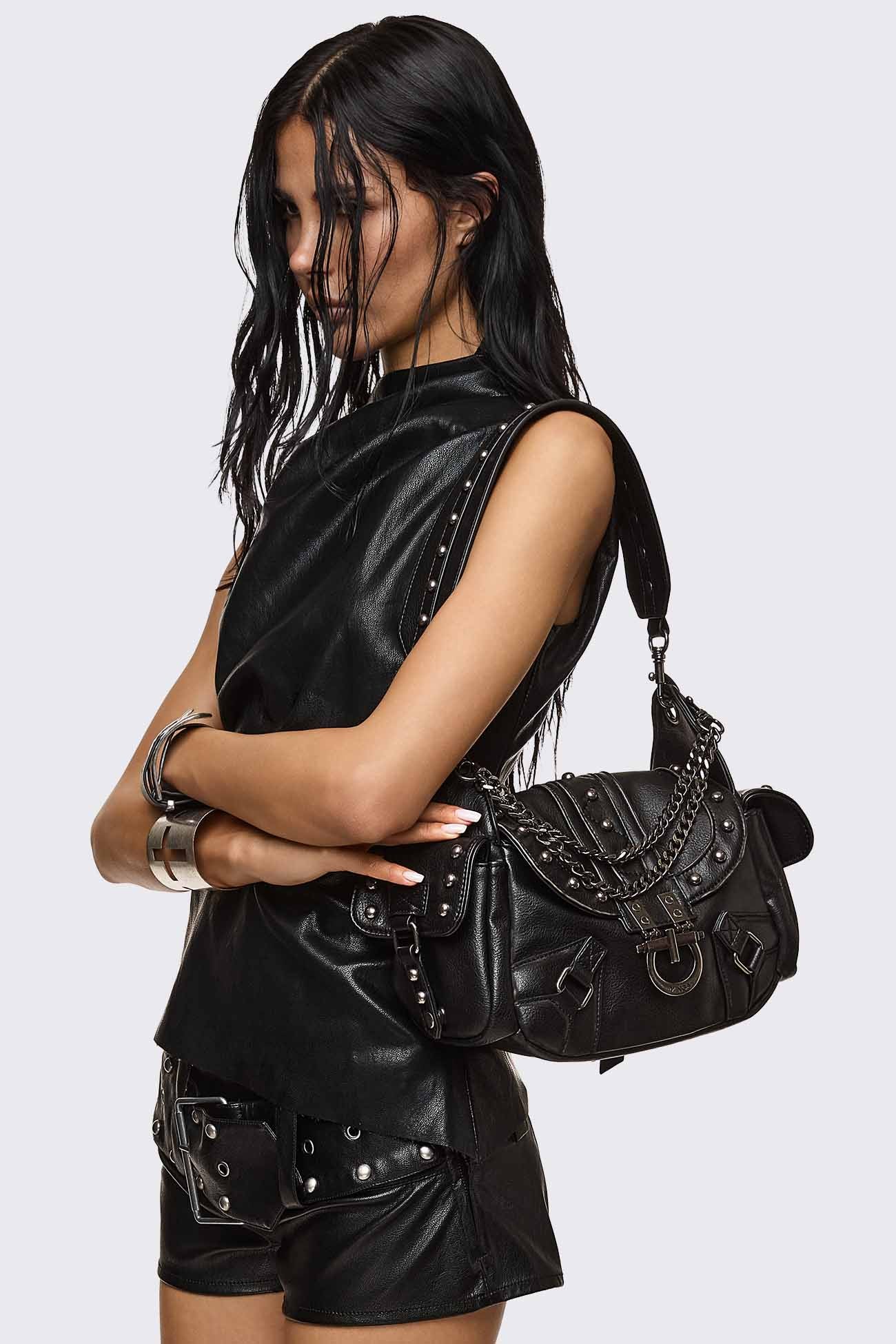 Sloane Studded Faux Leather Shoulder Bag