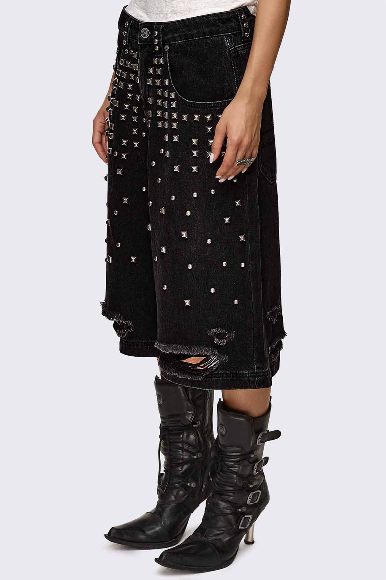 Brat Studded Distressed Jorts