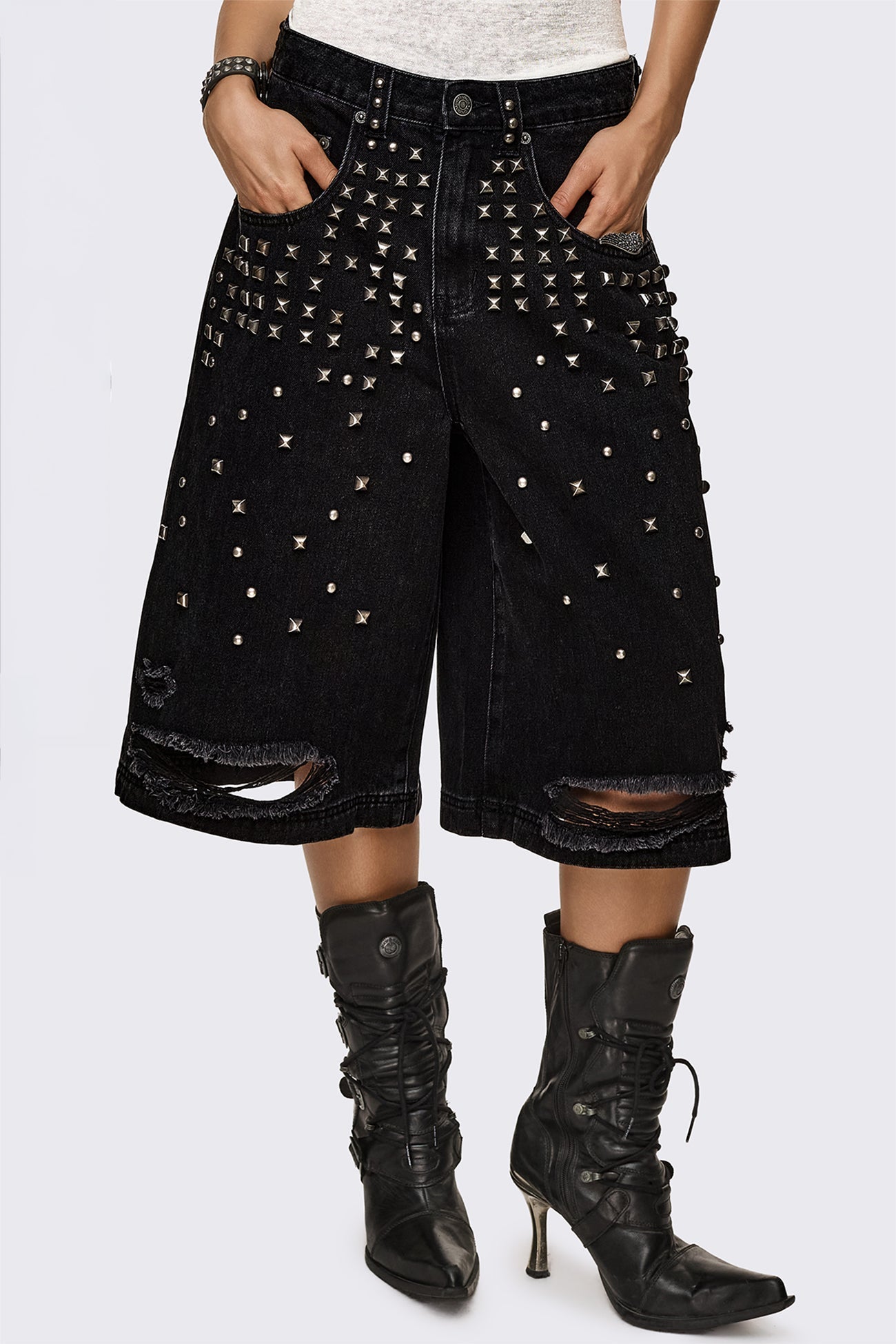 Brat Studded Distressed Jorts