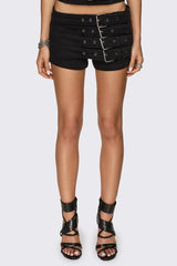 Ada Belted Mini Denim Shorts