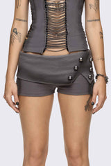 Wired Dark Grey Chain Mini Shorts