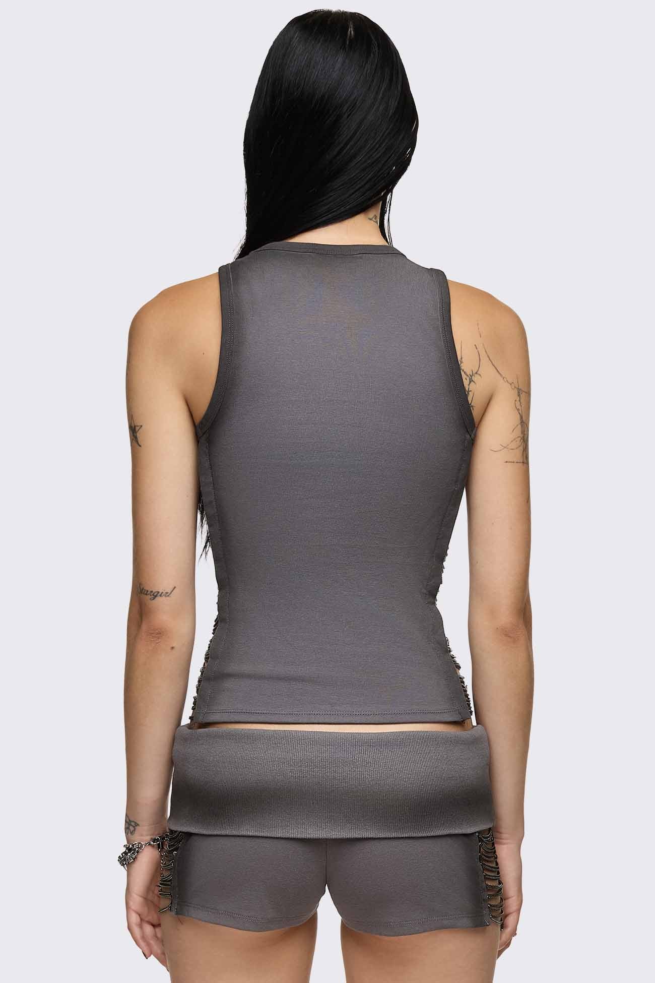 Wired Hanging Chain Cut Out Tank Top