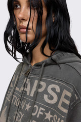 Relapse Washed Patch Graphic Zip Up Hoodie