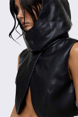Lost Cause Vegan Leather Hooded Crop Top