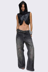 Rift Black Paint Splatter Straight Baggy Jeans