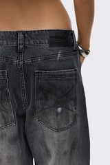 Rift Black Paint Splatter Straight Baggy Jeans