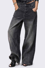 Rift Washed Grey Straight Baggy Jeans