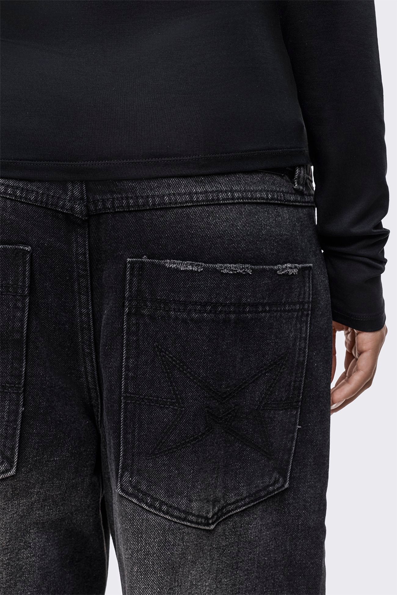 Rift Washed Black Straight Baggy Jeans