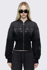 Breathe Black Sigil Studded Patch Zip Up Hoodie