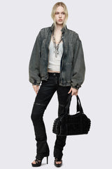 Elix Blue Funnel Bomber Jacket