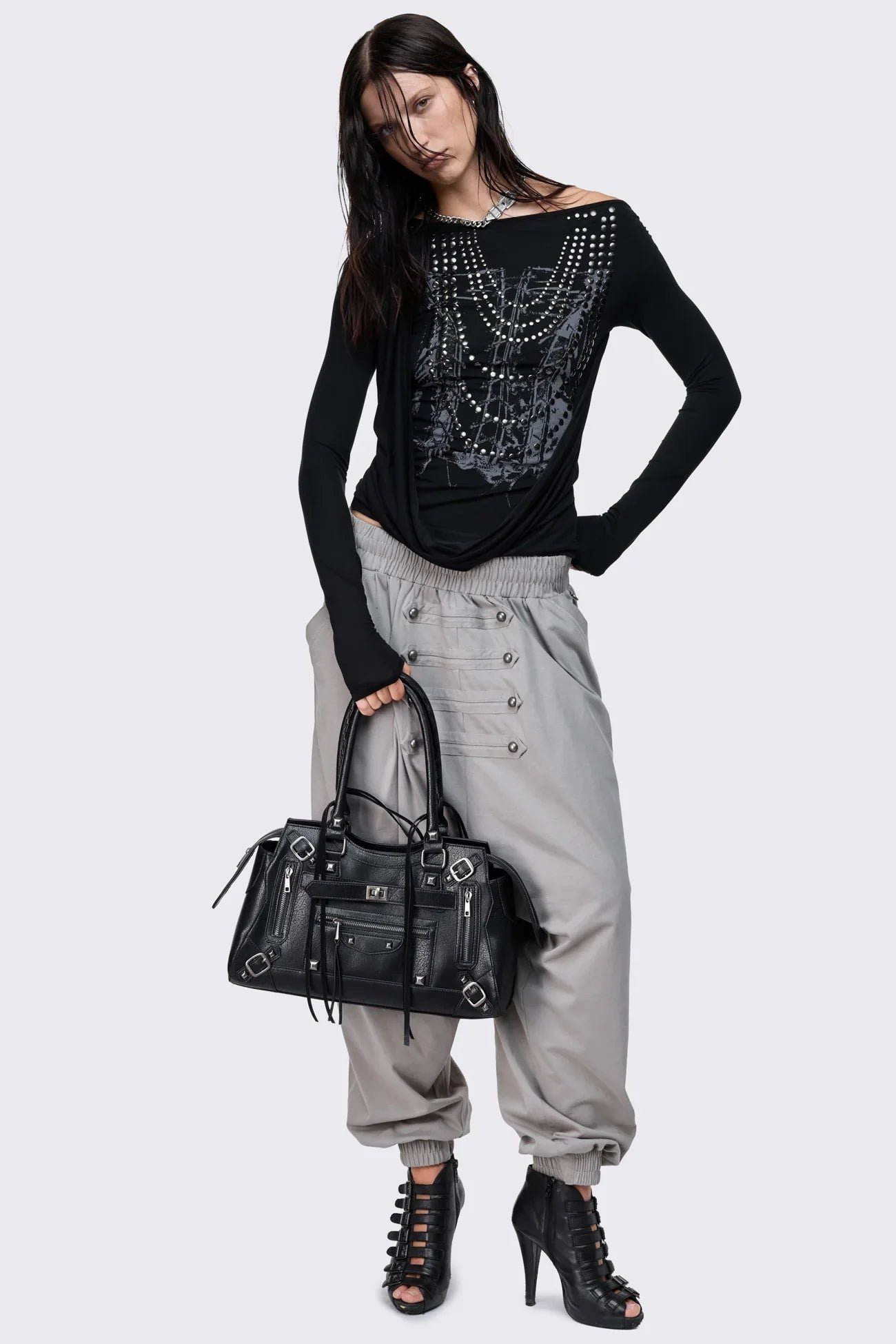 Saboteur Grey Washed Harem Sweatpants