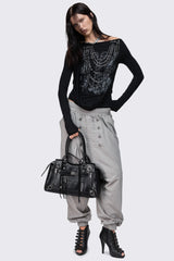 Saboteur Grey Washed Harem Sweatpants