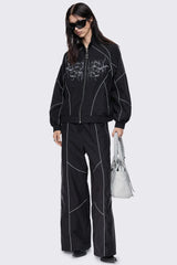 Void Black Sigil Graphic Windbreaker Jacket