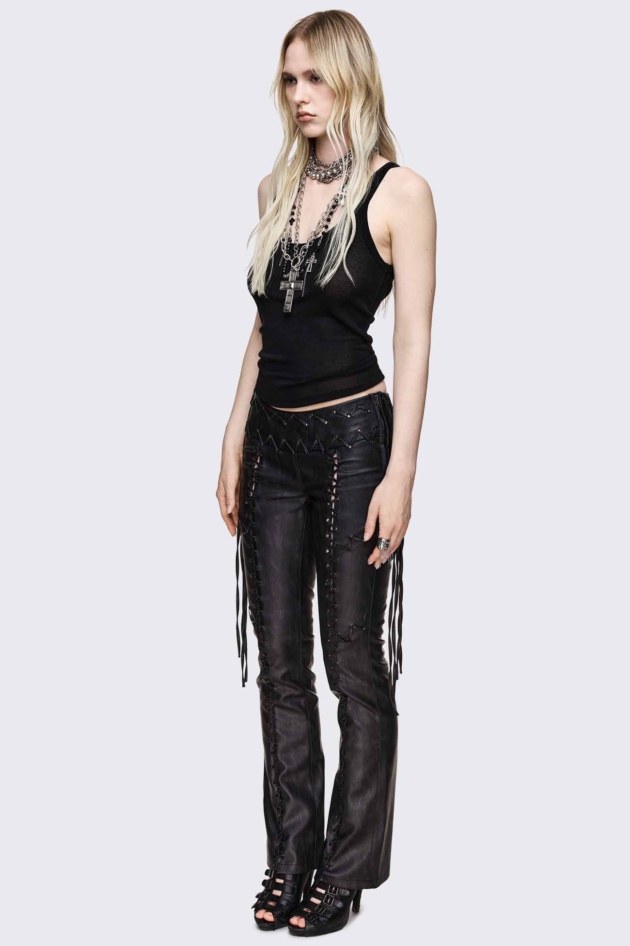 Backlash Zig Zag Lace Up Bootcut Pants