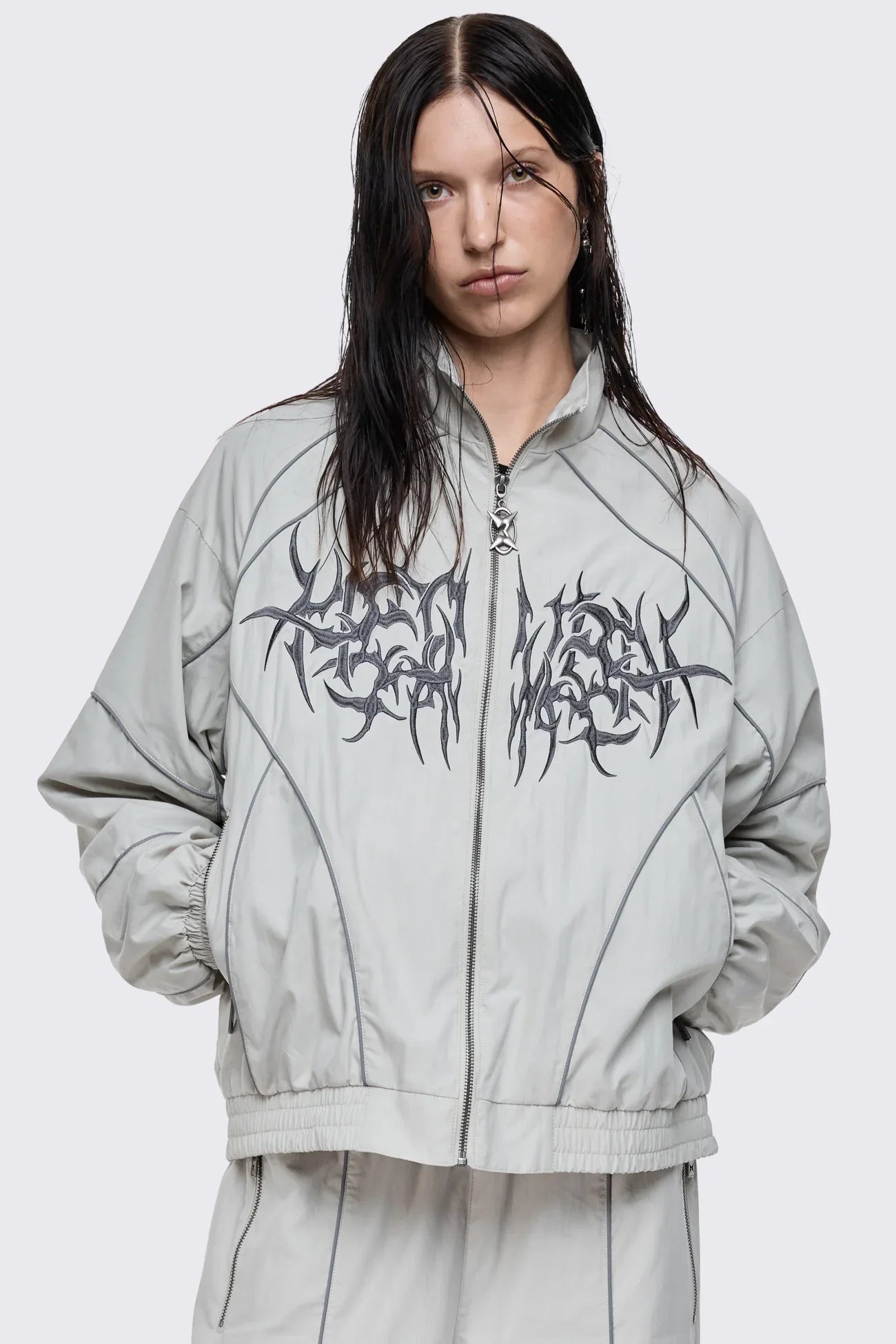 Void Grey Sigil Graphic Windbreaker Jacket