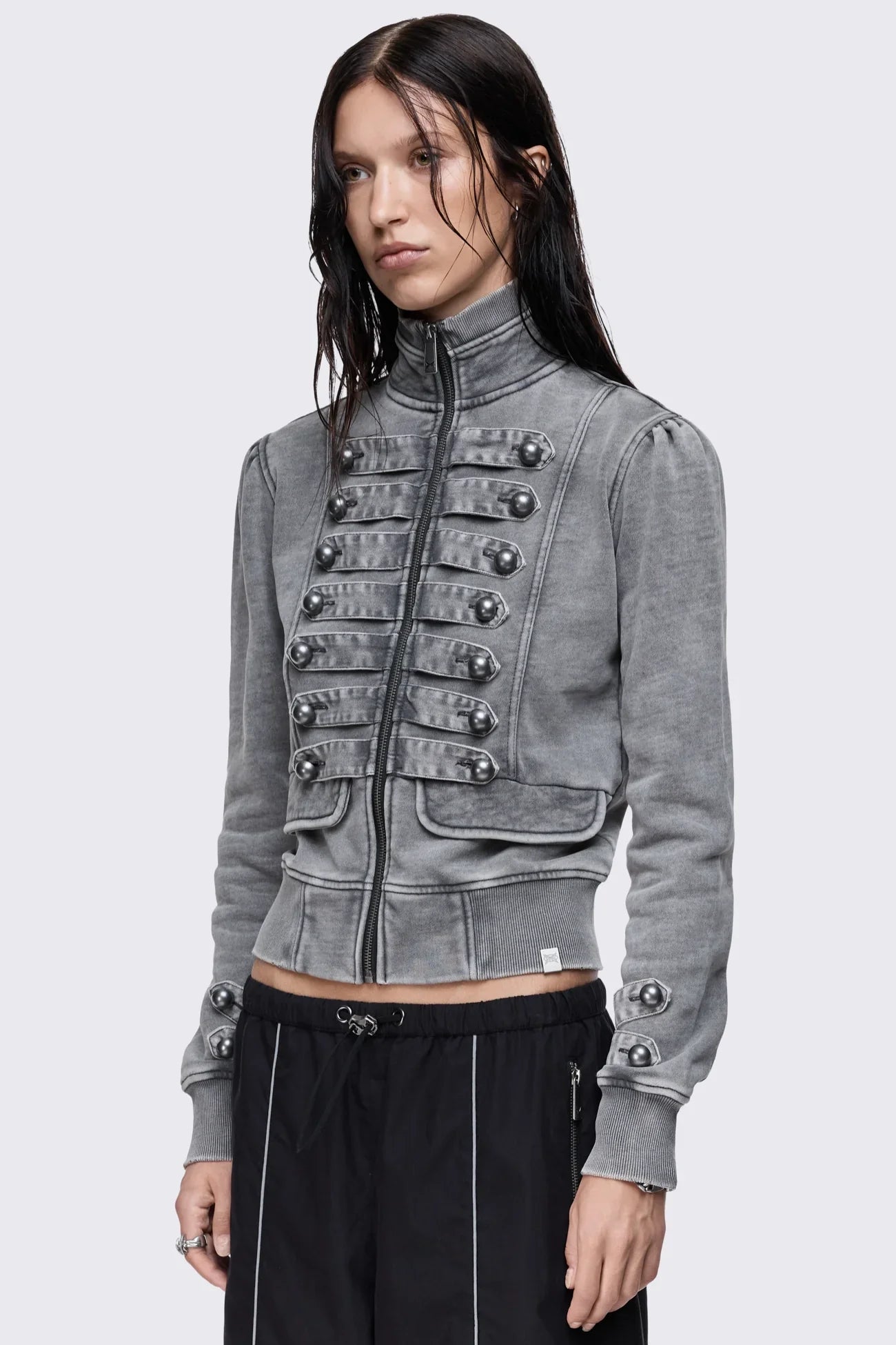 Siege Washed Military Sweat Zip Up Jacket
