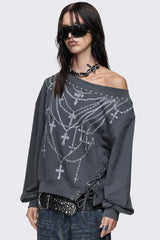 Requiem Graphic Off Shoulder Sweatshirt