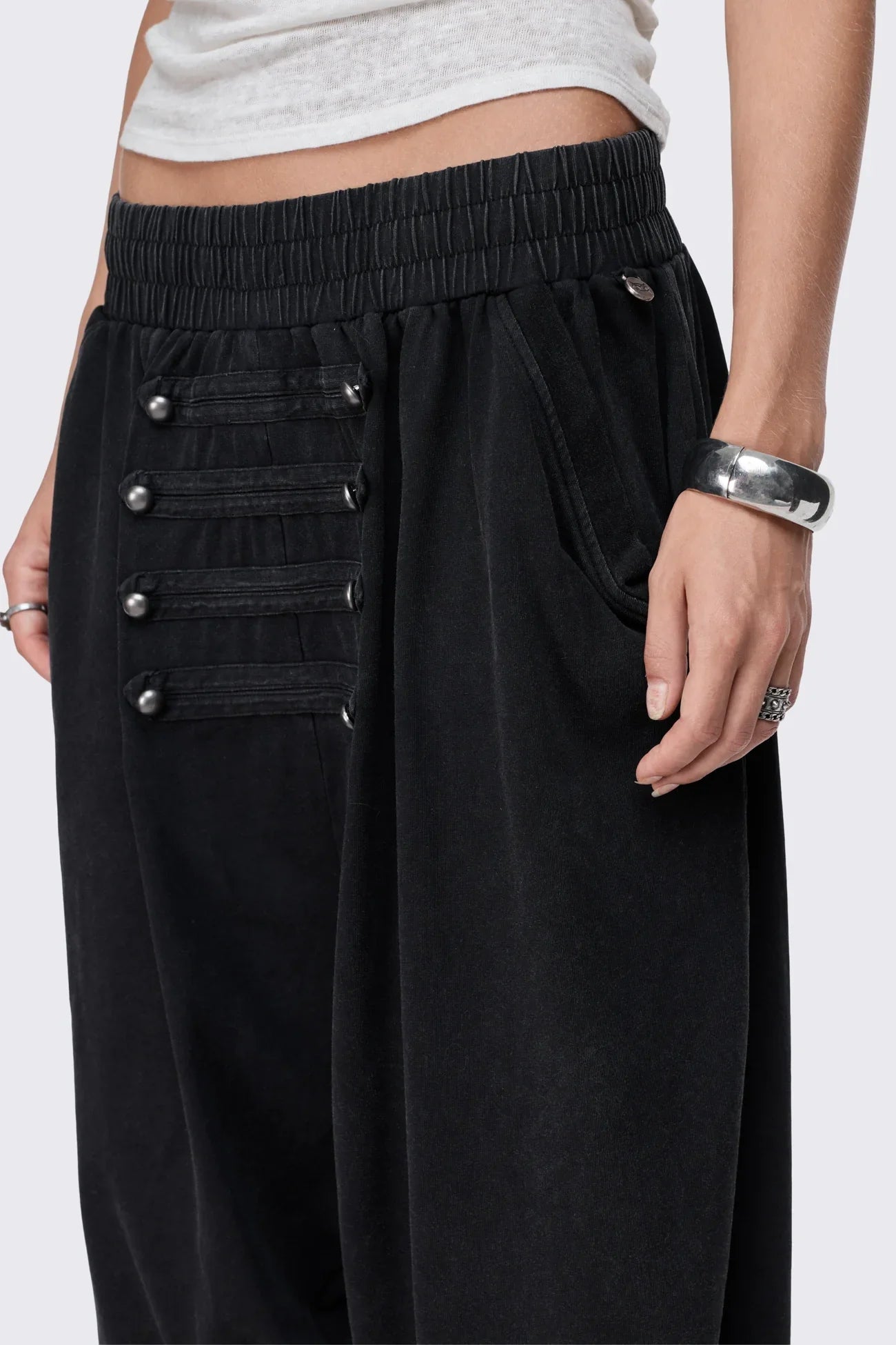 Saboteur Black Washed Harem Sweatpants