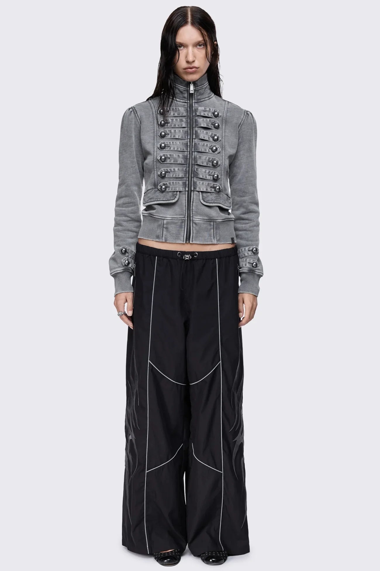 Siege Washed Military Sweat Zip Up Jacket