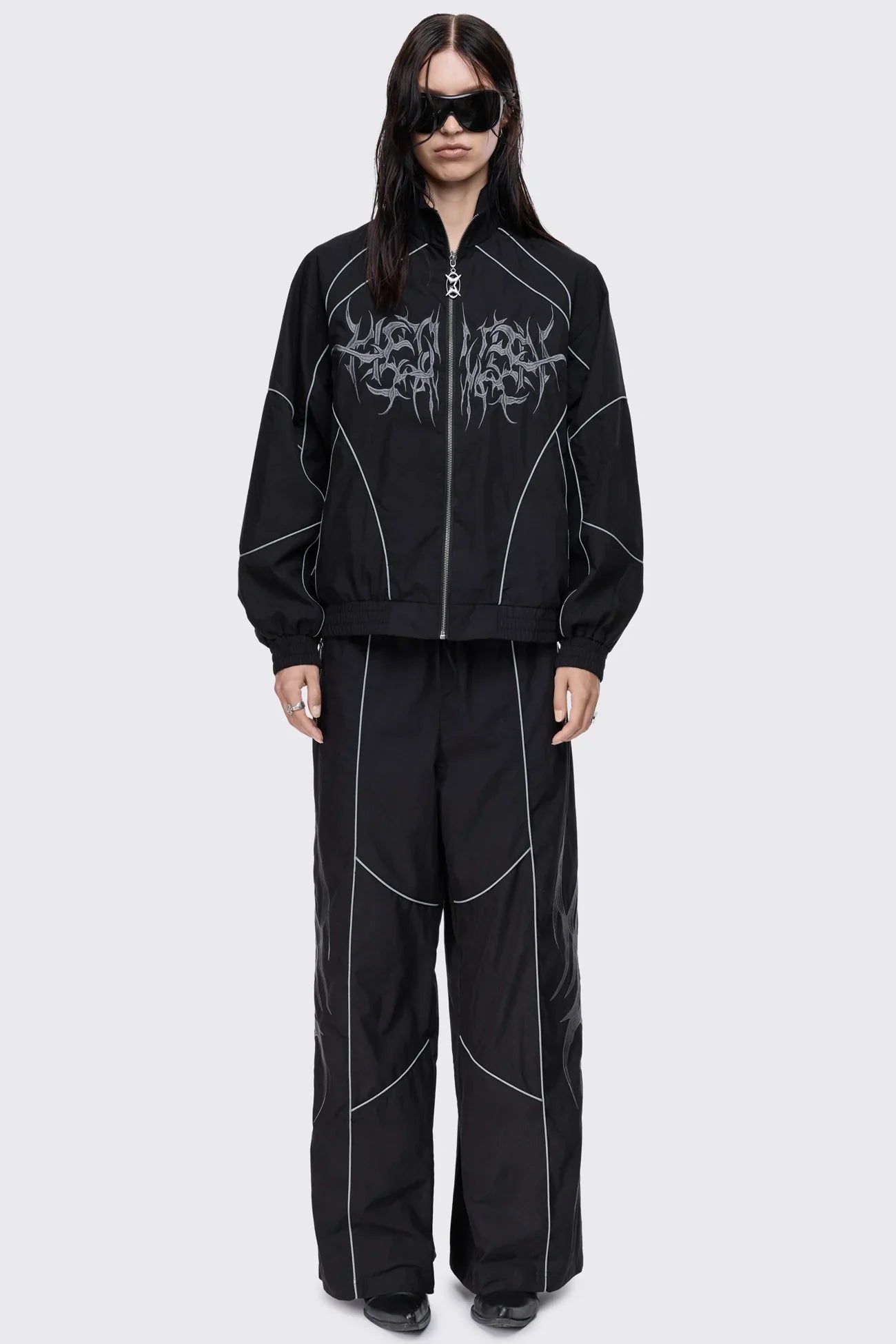 Void Black Sigil Graphic Windbreaker Jacket