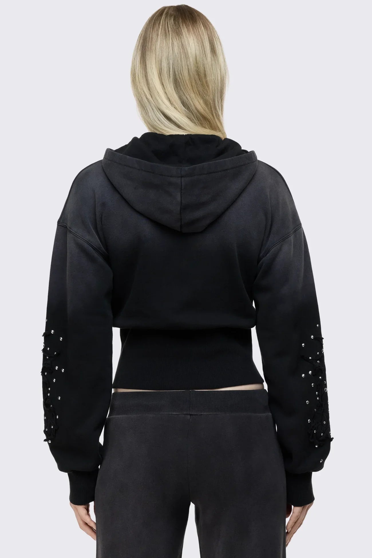 Breathe Black Sigil Studded Patch Zip Up Hoodie