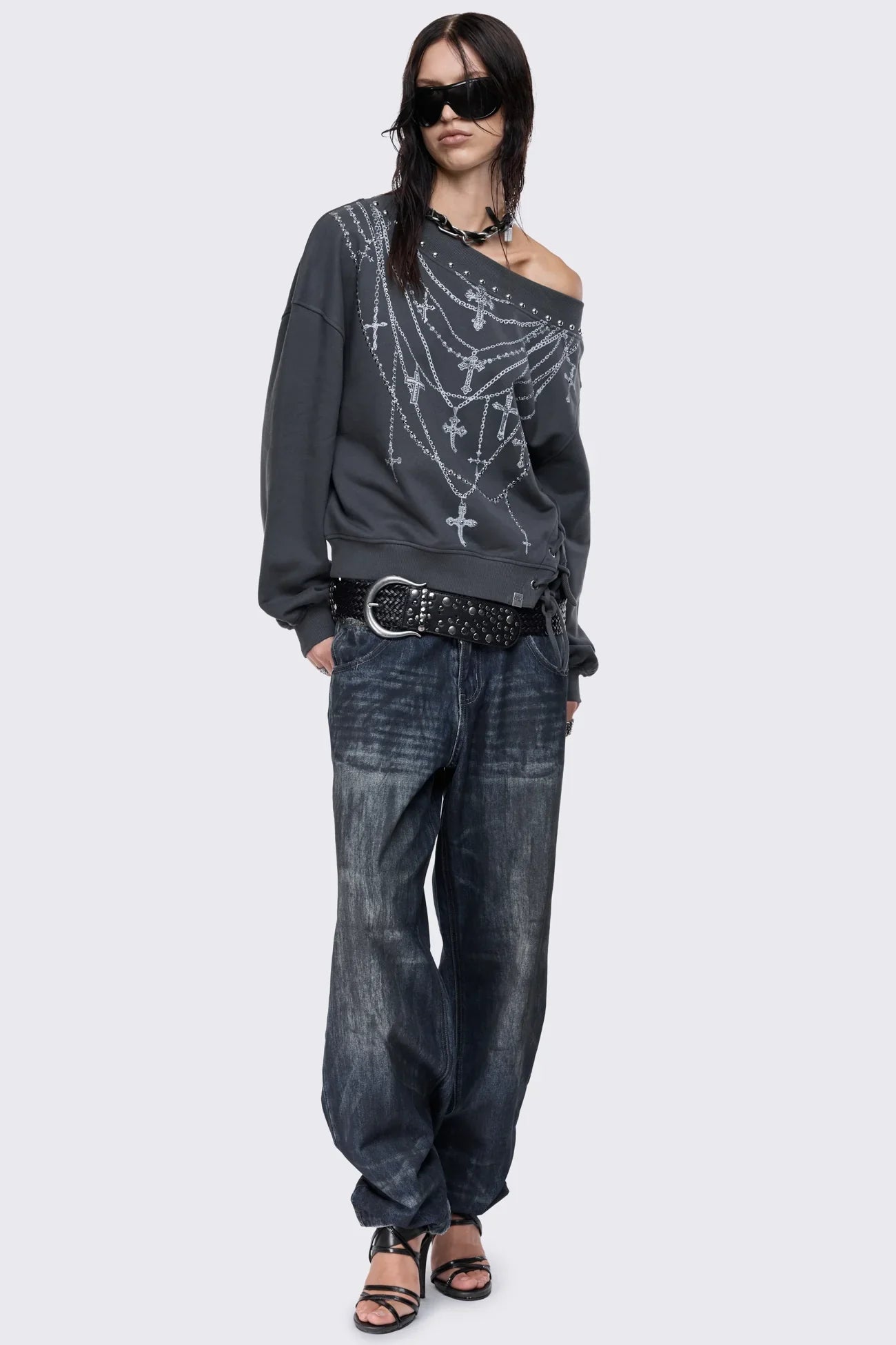 Requiem Graphic Off Shoulder Sweatshirt