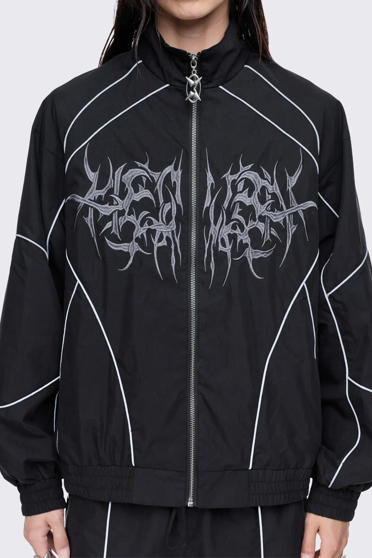 Void Black Sigil Graphic Windbreaker Jacket