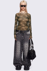 Camo Crush Mesh Top
