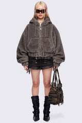 Cat Ear Brown Faux Fur Jacket