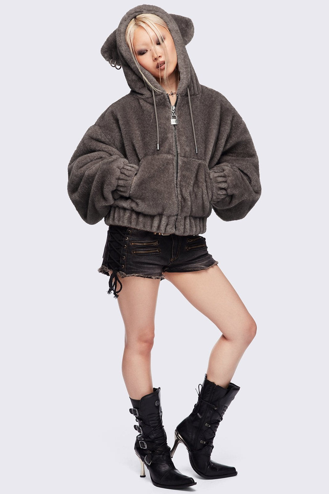 Cat Ear Brown Faux Fur Jacket